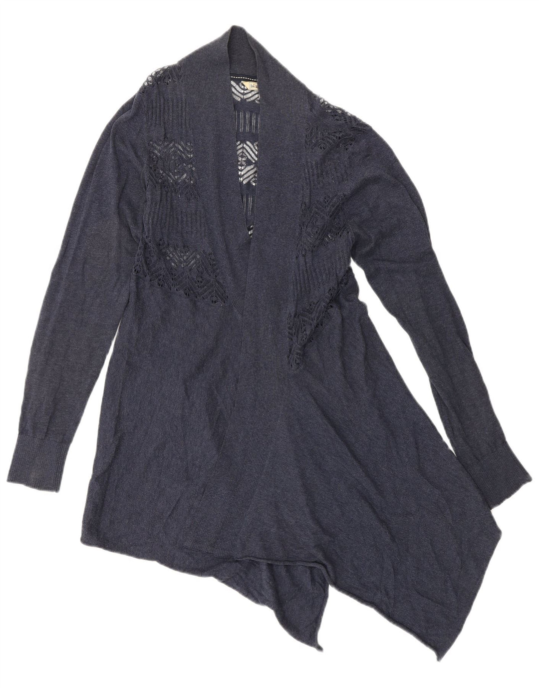 Fat Face Dame Asymmetrisk Cardigan Sweater UK 10 Small Navy Blue Bomuld