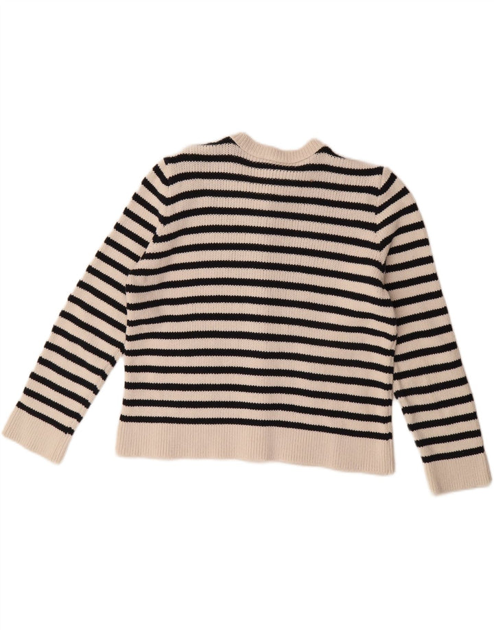 ZARA Oversized cardigantrøje til kvinder UK 14 Medium Hvidstribet