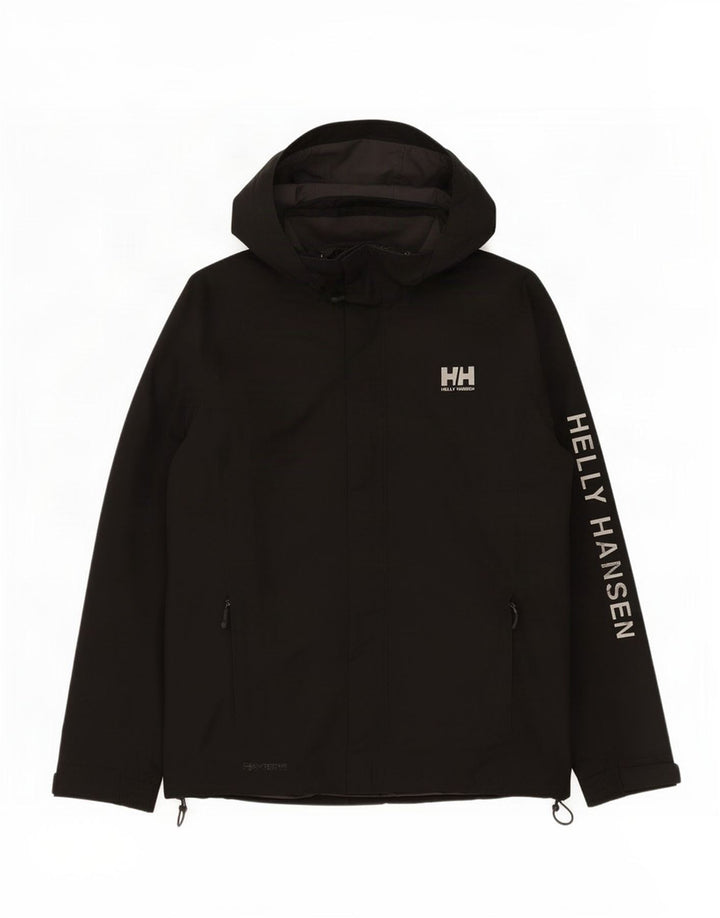 Helly Hansen Herre Grafisk Hætte Regnjakke UK 40 Stor Sort Polyester