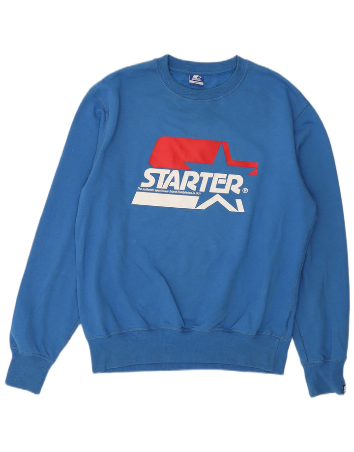 STARTER Grafisk sweatshirt til mænd, stor blå bomuld