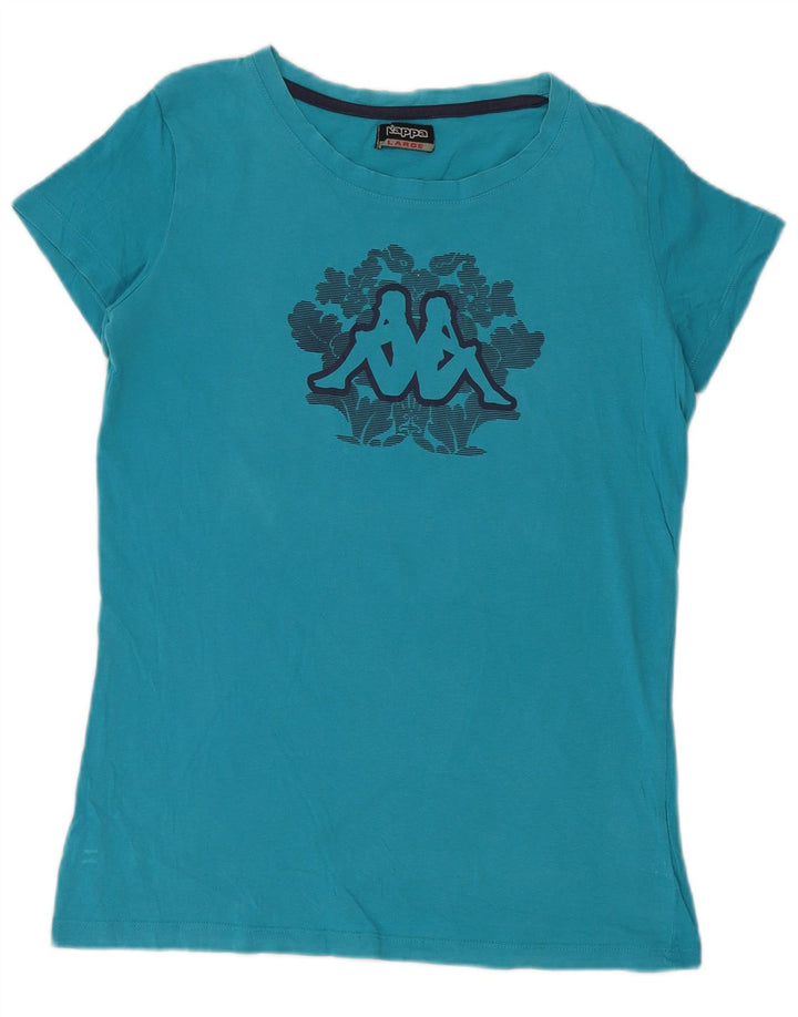 Kappa Dame Grafisk T-Shirt Top UK 14 Stor Blå