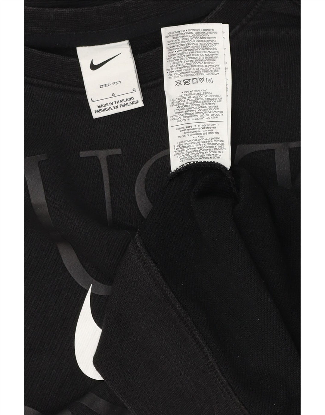 Nike Dame Dri Fit Grafisk Oversized Sweatshirt Jumper UK 16 Large Sort