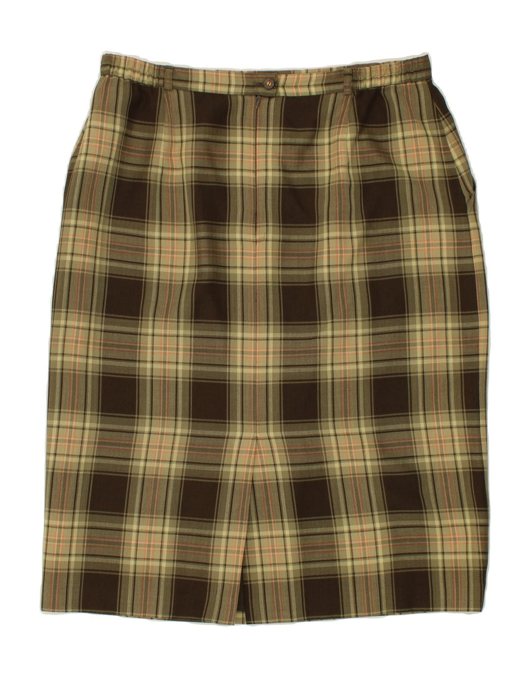 FRANKENWALDER Womens Pencil Skirt IT 46 Large W36 Brown Plaid Polyester Vintage Frankenwalder and Second-Hand Frankenwalder from Messina Hembry 