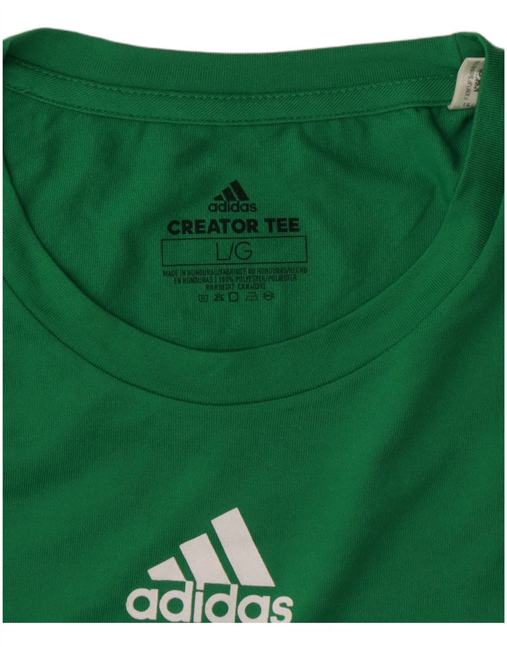 ADIDAS Dame Climalite T-Shirt Top UK 16 Stor Grøn Polyester