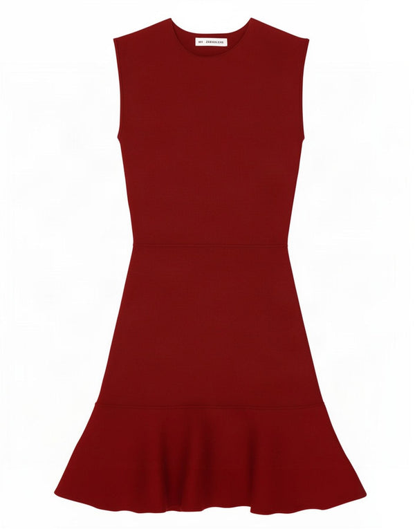 Zara Womens Sleeveless Jumper Dress UK 8 Small Burgundy Viscose