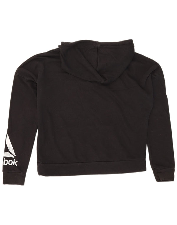Reebok Dame grafisk oversized hættetrøje Jumper UK 12/14 Medium Sort Bomuld