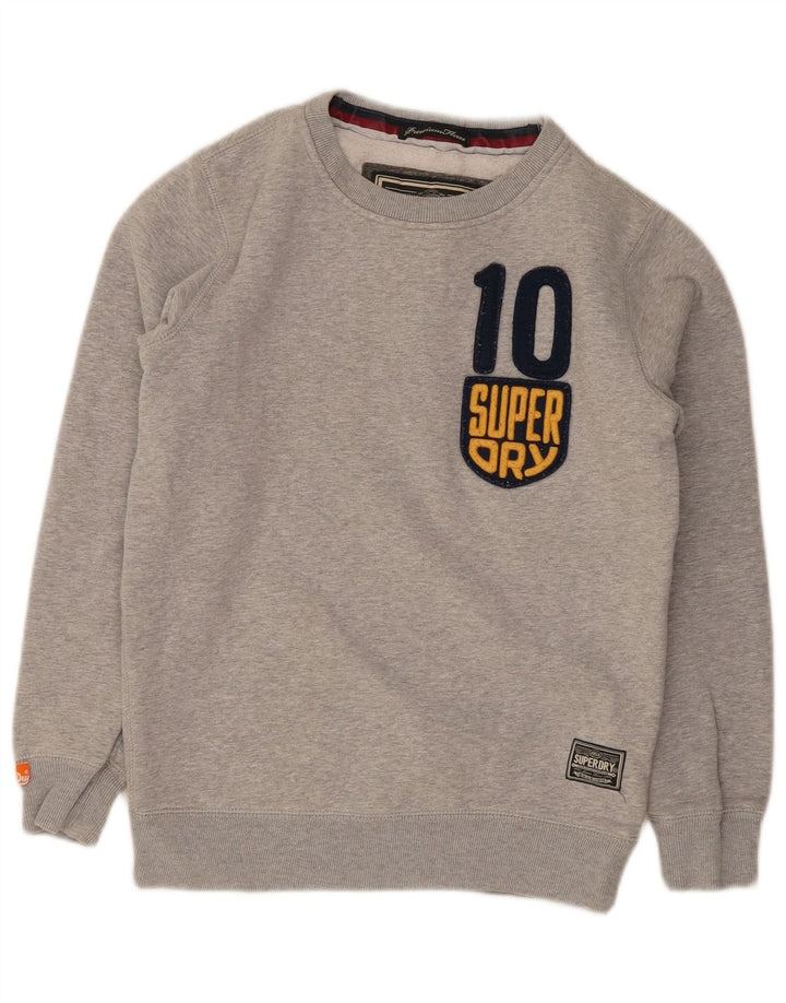 Superdry grafisk sweatshirt til mænd, lille grå flækket bomuld