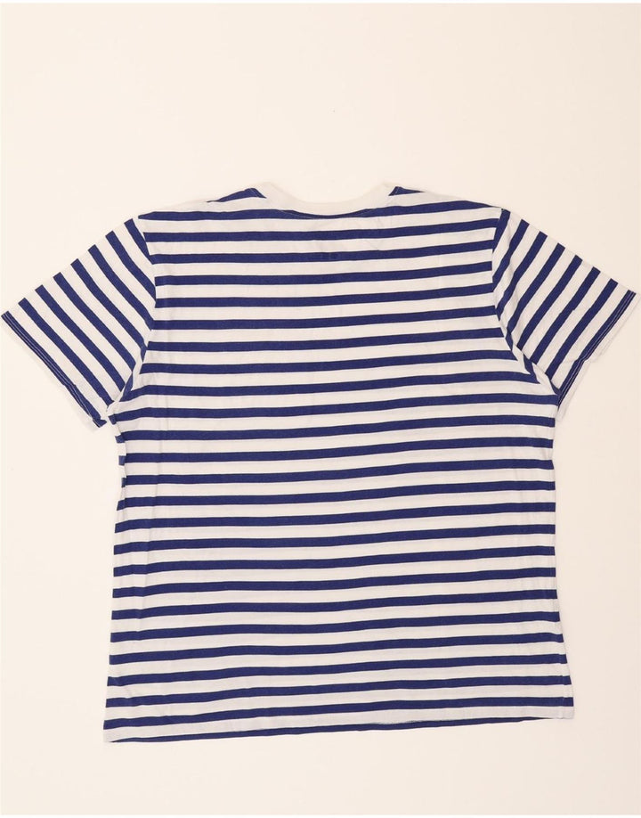 NIKE Mens T-Shirt Top XL Blue Striped Cotton Vintage Nike and Second-Hand Nike from Messina Hembry 