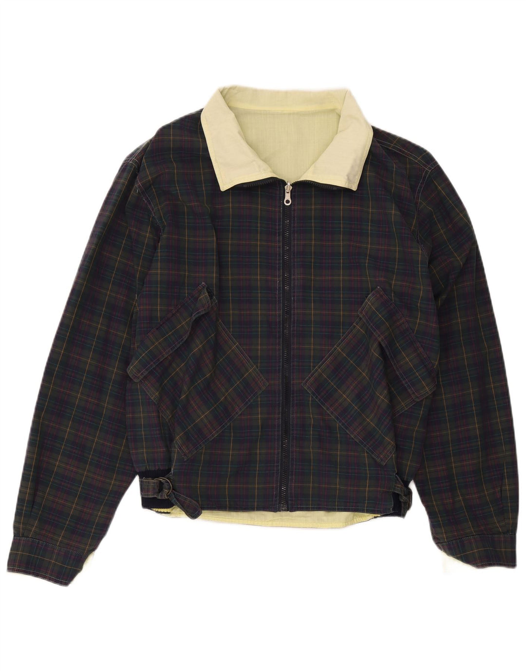 Vintage Bomber Jacket UK 36 Small Navy Blue Check