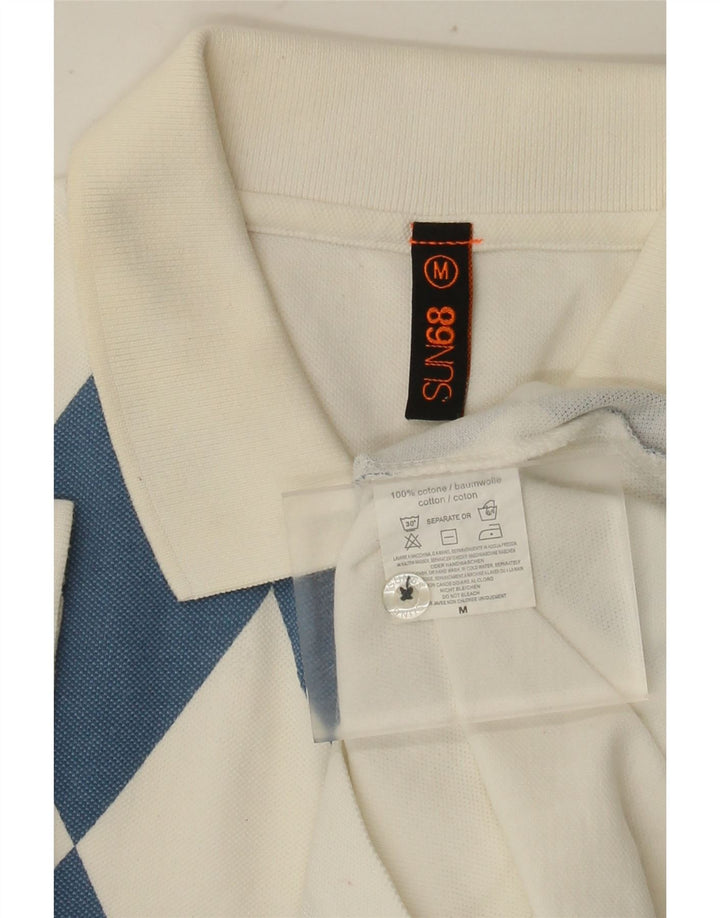 Sun68 Herre poloshirt Medium White Argyle/Diamond Bomuld