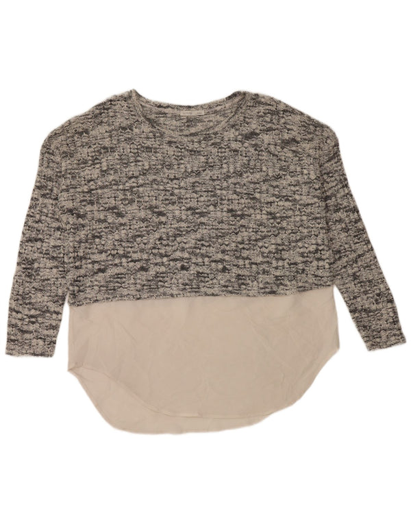 Zara Dame Oversized Boat Neck Jumper Sweater UK 14 Medium Grey