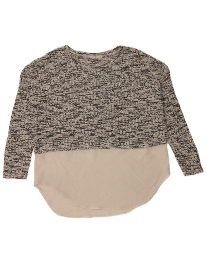 Zara Dame Oversized Boat Neck Jumper Sweater UK 14 Medium Grey