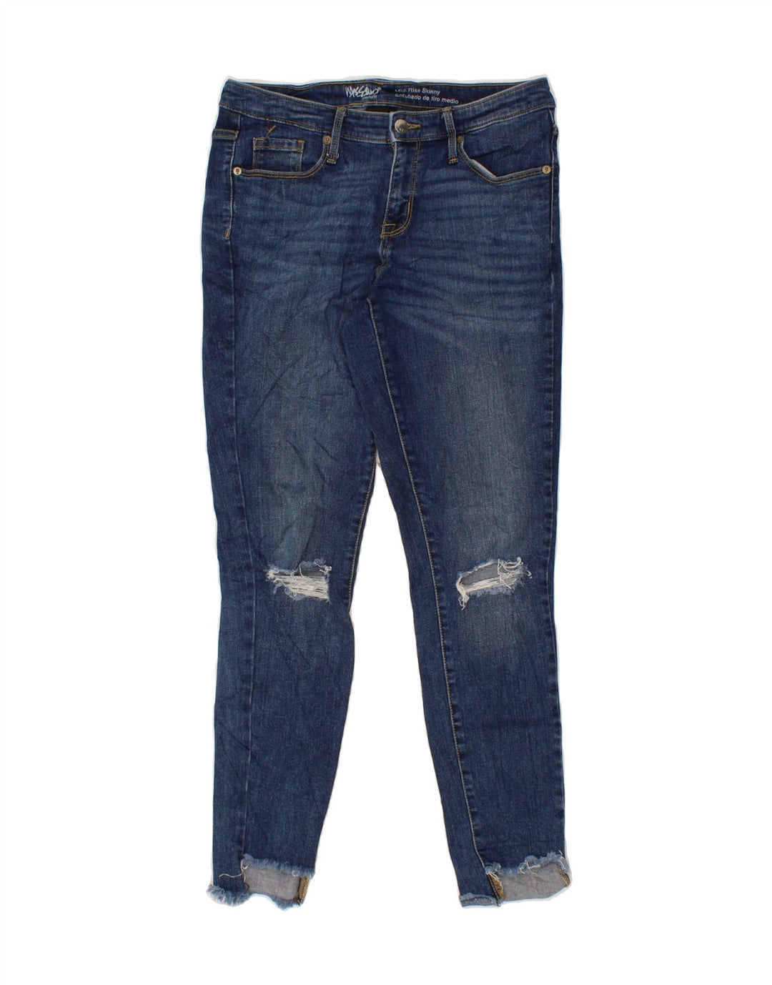 MOSSIMO Womens Distressed Mid Rise Skinny Jeans US 6 Medium W30 L28  Blue Vintage Mossimo and Second-Hand Mossimo from Messina Hembry 