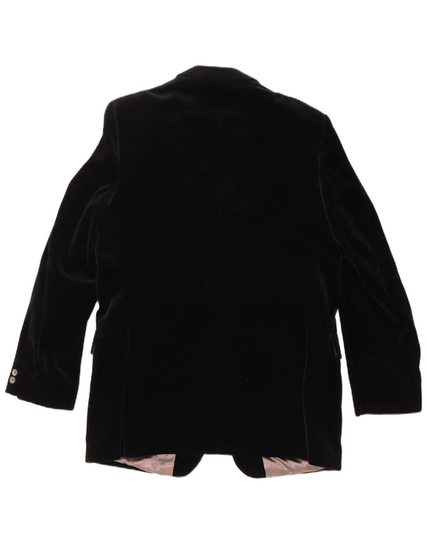 SHANNON Herre 2 Button Velvet Blazer Jacket UK 40 Large Black
