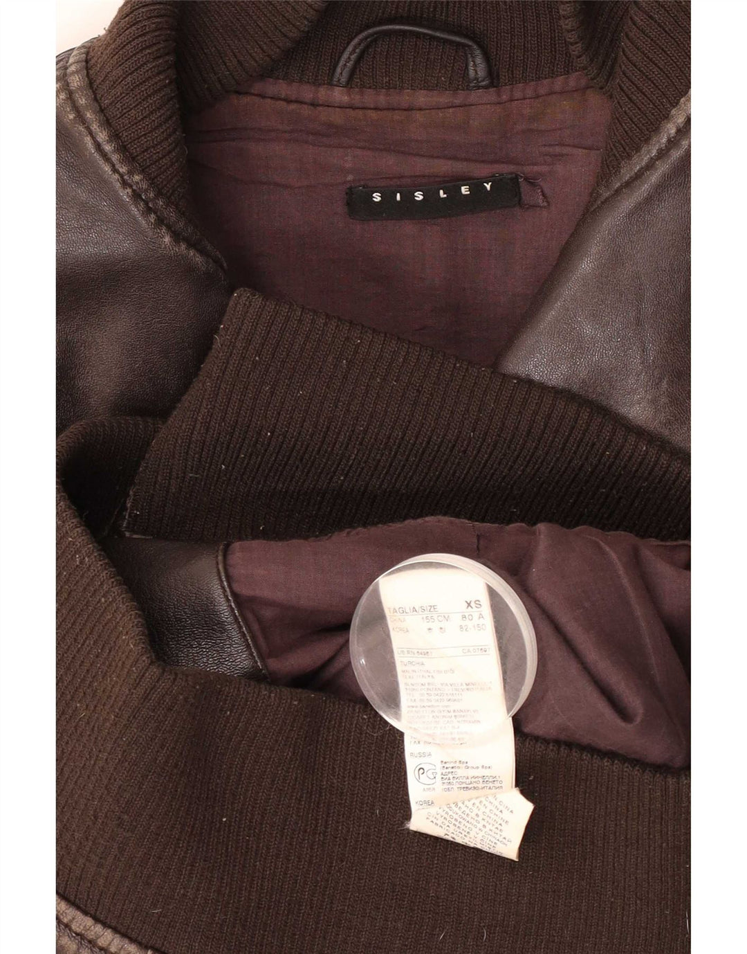Sisley Womens Bomber Læderjakke UK 6 XS brunt læder