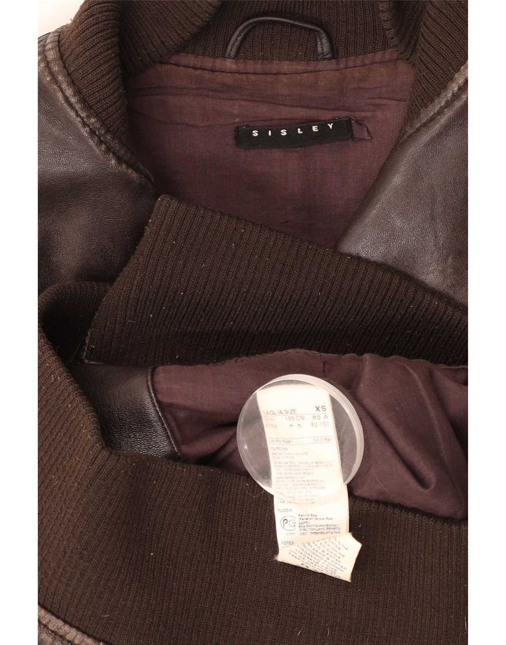 Sisley Womens Bomber Læderjakke UK 6 XS brunt læder