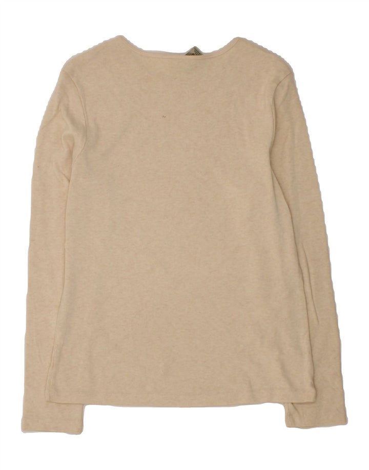 L.L.BEAN Womens Crew Neck Jumper Sweater UK 14 Medium Beige Cotton Vintage L.L.Bean and Second-Hand L.L.Bean from Messina Hembry 