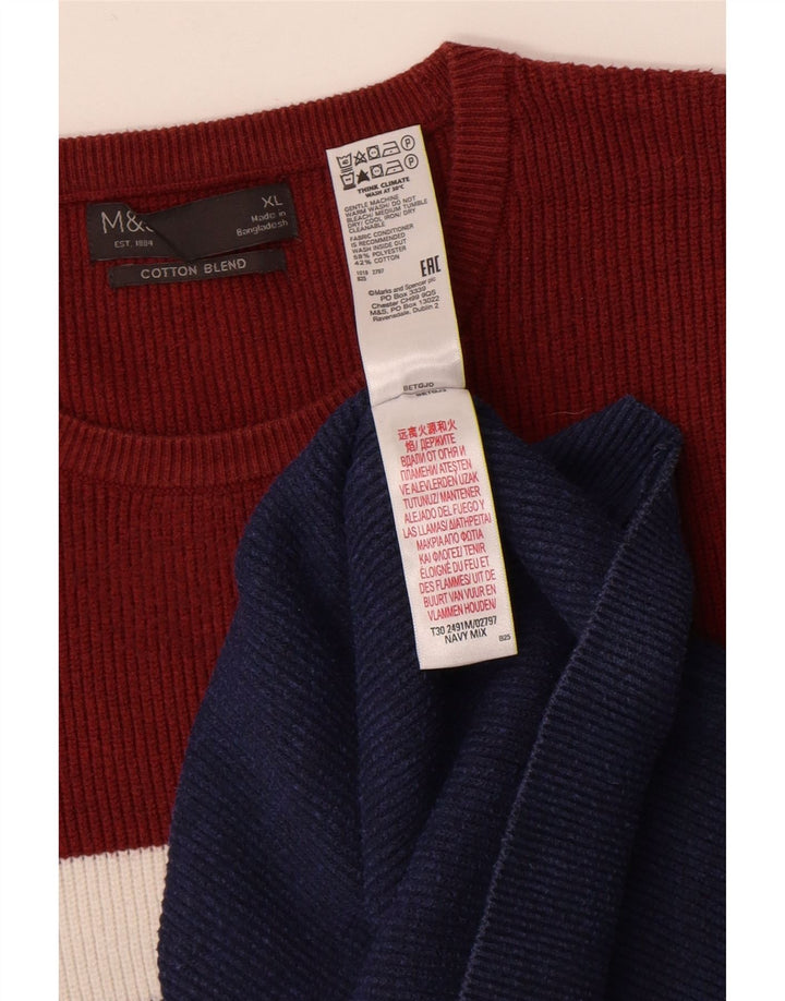 Marks & Spencer Herre sweater med rund hals XL Navy Blue Colourblock