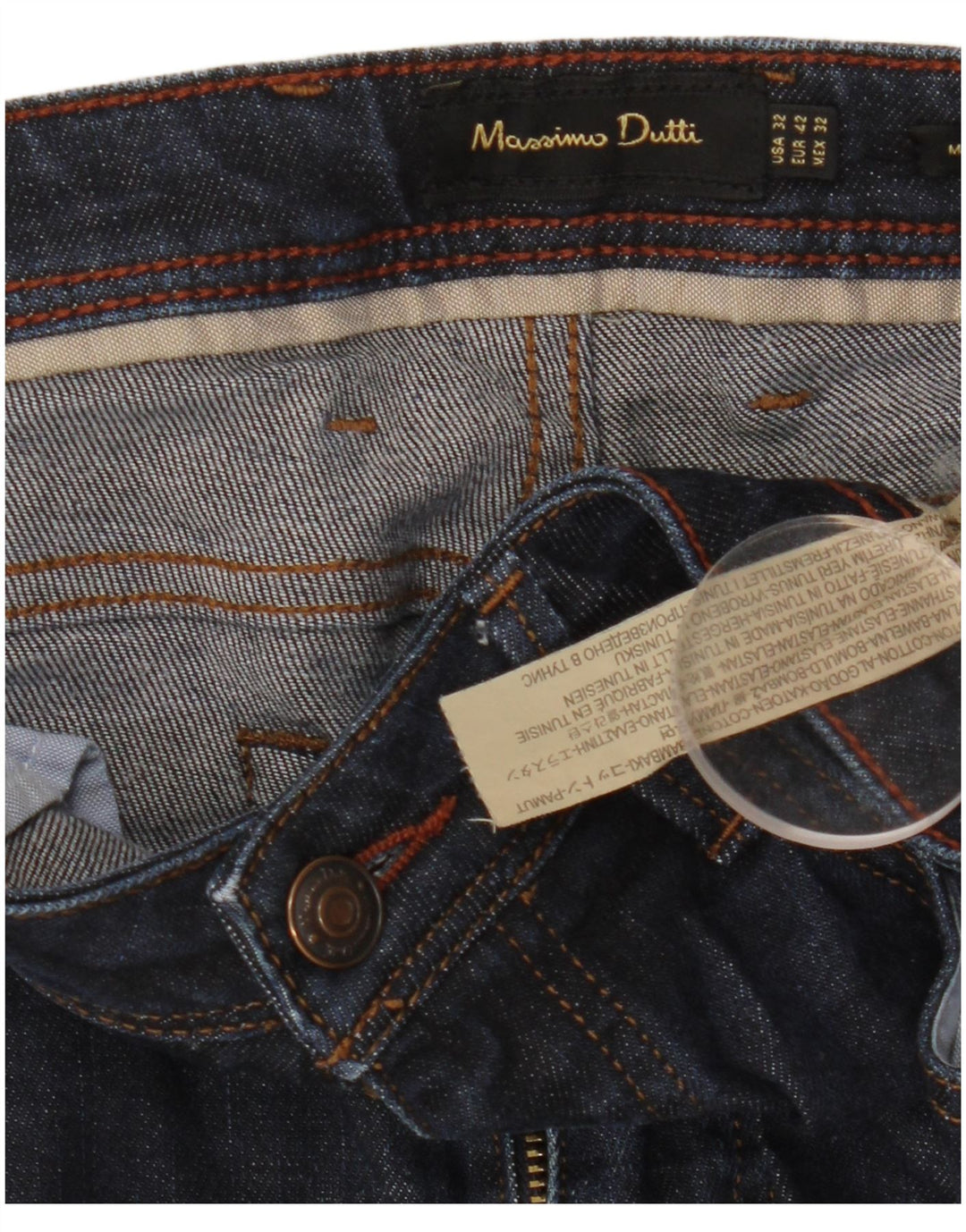 Massimo Dutti Herre Slim Jeans EU 42 Large W32 L28 Marineblå Bomuld