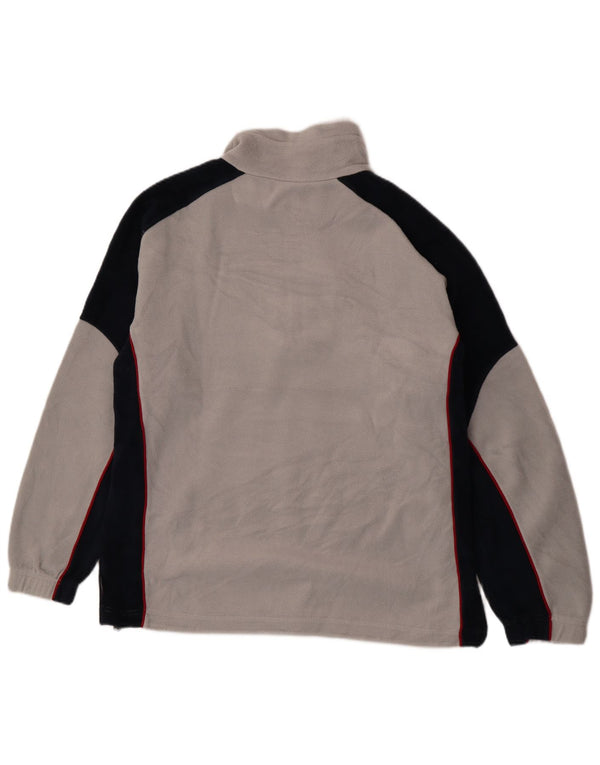 Vintage herre lynlås hals fleece jumper XL grå Colourblock Polyester