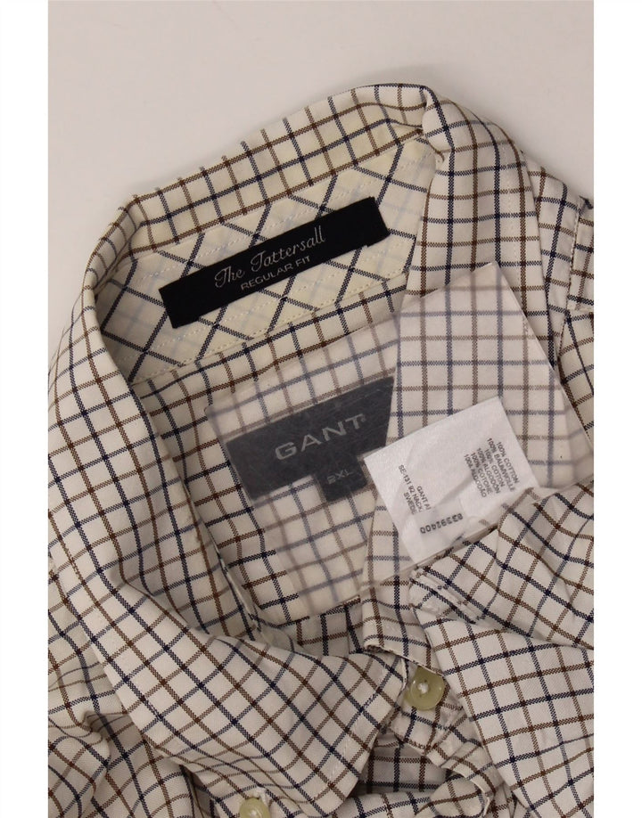 Gant herre Regular Fit skjorte 2XL hvid ternet bomuld