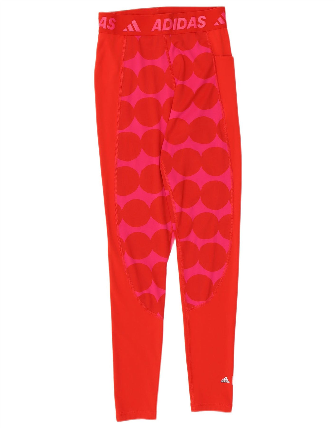 ADIDAS Dame Tech Fit Grafiske Leggings UK 8/10 Small Red Polka Dot