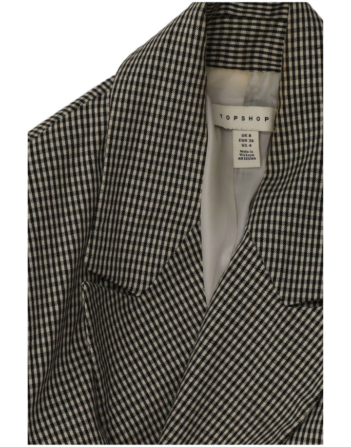 Topshop Dame Loose Fit Blazer Jacket UK 8 Small Black Check