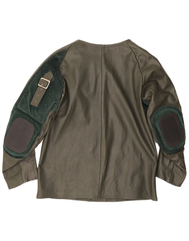 Vintage herre ridelæderjakke UK 38 Medium Green Colourblock