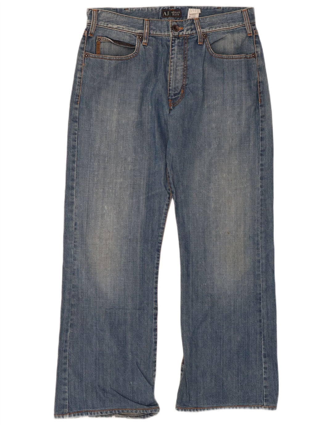 ARMANI Herre Graphic Straight Jeans W34 L30 Blå Bomuld