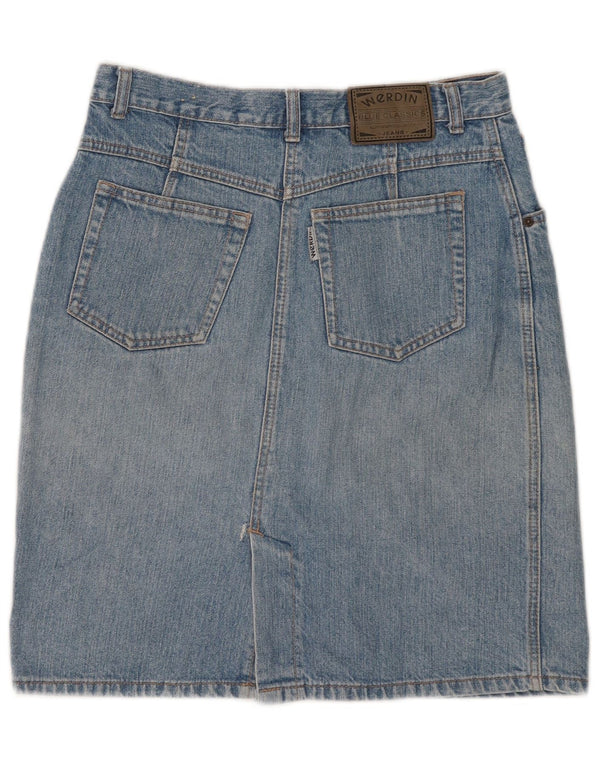 Vintage denimnederdel til kvinder W31 mellemblå bomuld