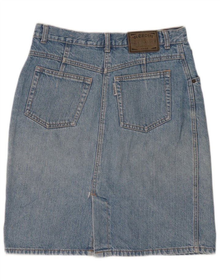 Vintage denimnederdel til kvinder W31 mellemblå bomuld