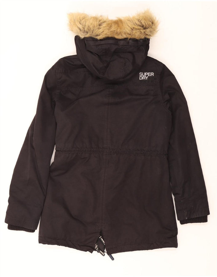 SUPERDRY Womens The windparka Graphic Parka Jacket UK 16 Large Black