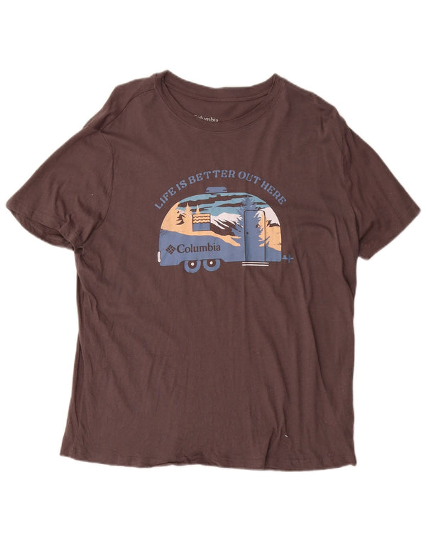 Columbia Womens Grafisk T-Shirt Top UK 14 Medium Grey Bomuld