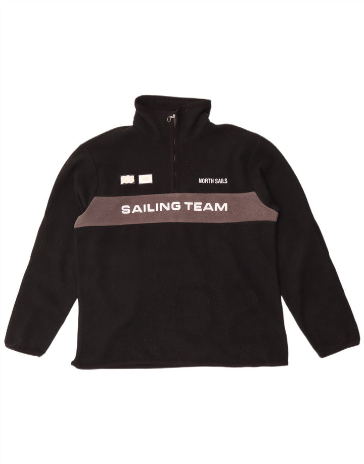 North Sails Herre grafisk lynlås hals fleece jumper stor sort farveblok