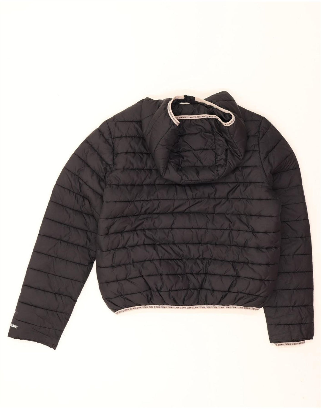 Calvin Klein Jeans Dame Hætte Oversized Polstret Jakke UK 10 Lille Sort