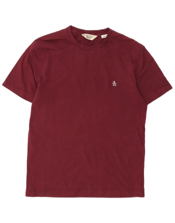 PENGUIN Herre T-Shirt Top Medium Bourgogne Bomuld