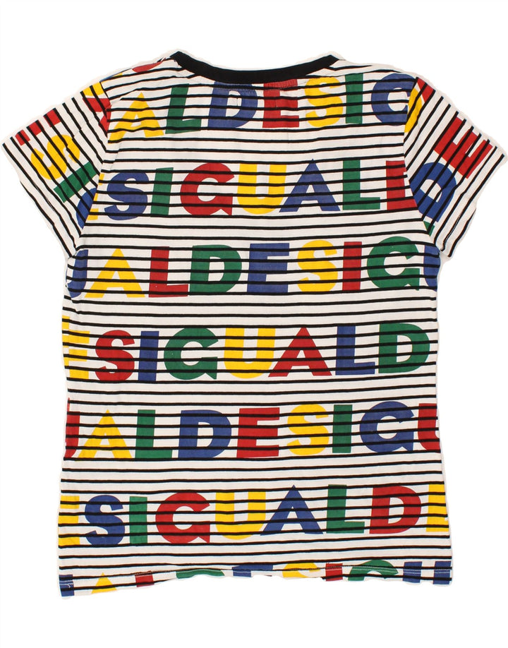 DESIGUAL Grafisk T-shirt top til kvinder UK 14 Medium Flerfarvet Stribet