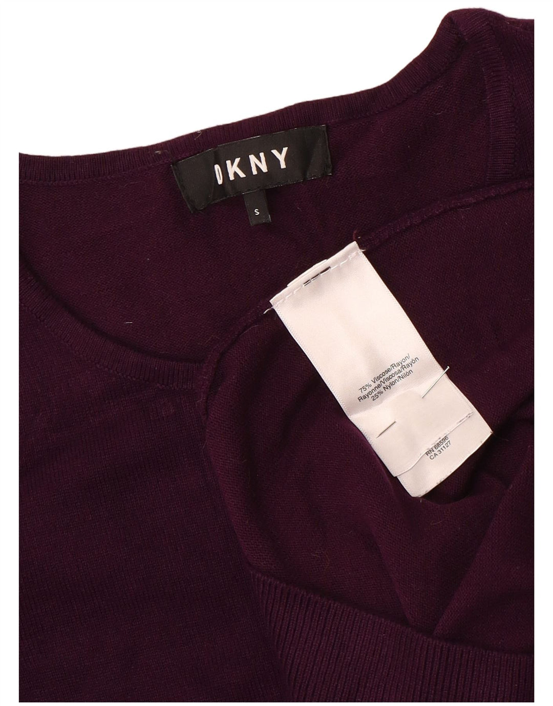 Dkny Womens Off Shoulder Boat Neck Jumper Sweater UK 10 Small Purple