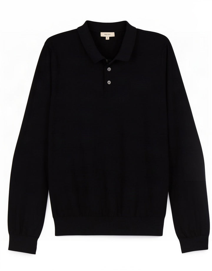 Reiss Herre Polo Neck Jumper Sweater Stor Marineblå Uld