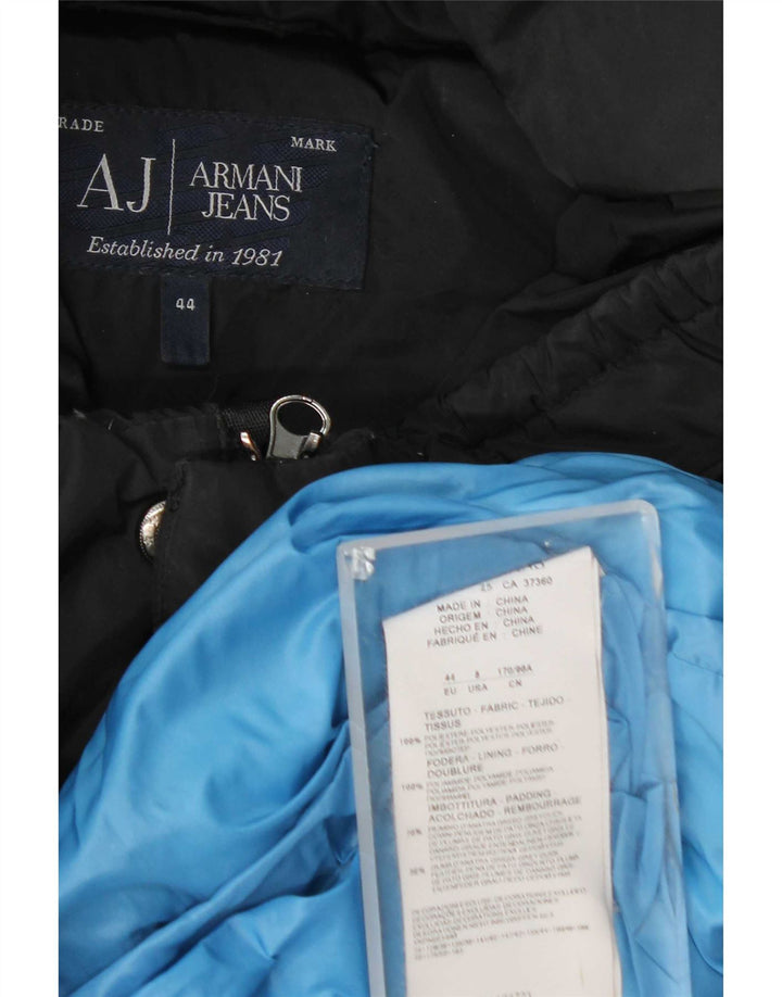 Armani, polstret hættejakke til kvinder EU 44 XL marineblå polyester
