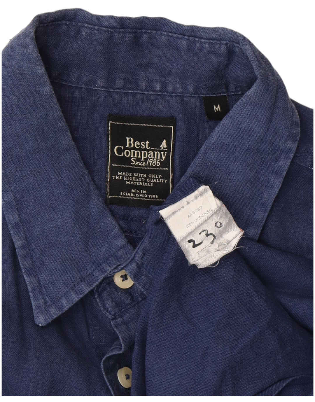 Bedste Firma Herreskjorte Medium Navy Blue Linen