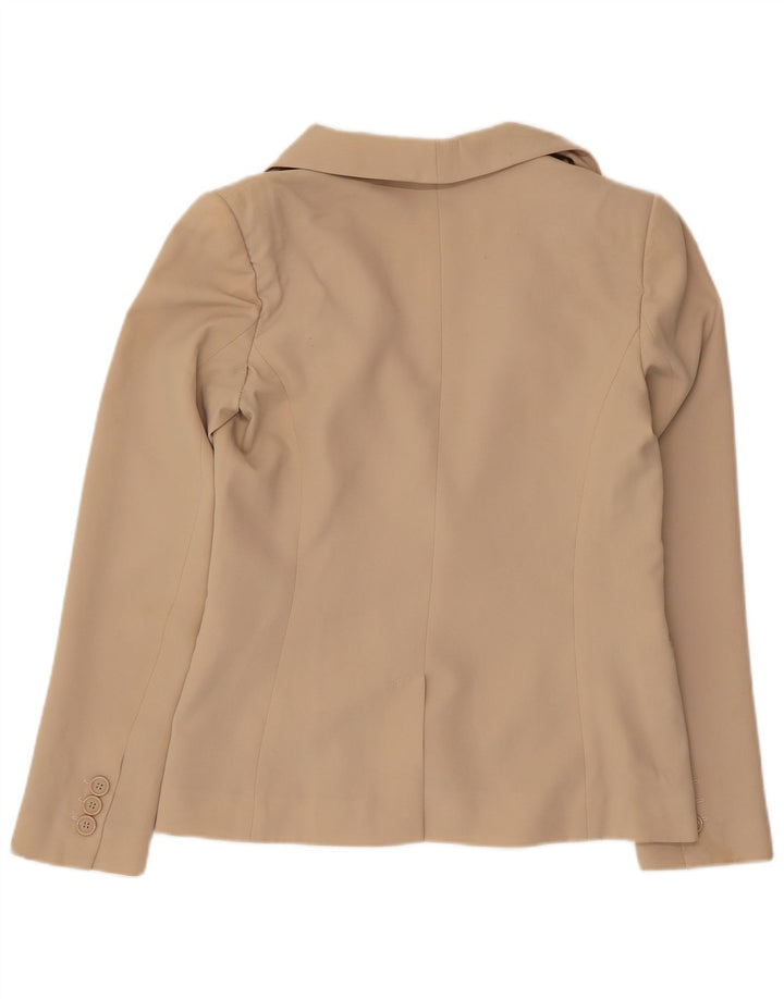 Benetton Dame 1 Knap Blazer Jakke UK 12 Medium Beige