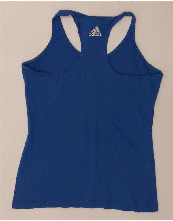 Adidas Dame Grafisk Vest Top UK 8/10 Small Blue Cotton