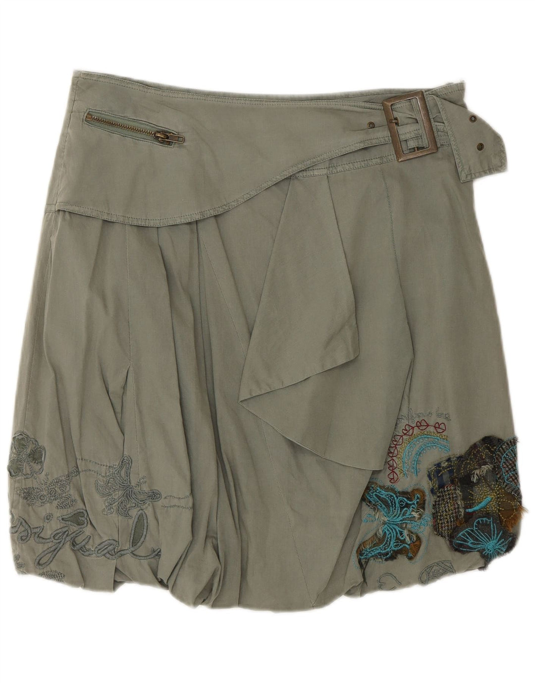Desigual Boblenederdel til kvinder W30 Medium Khaki Floral