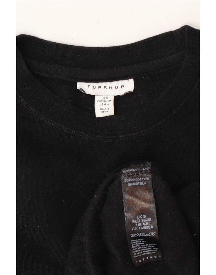 Topshop Dame Oversized Sweatshirt Jumper UK 10 Small Black Bomuld