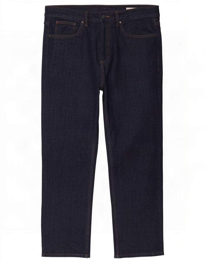 Marks & Spencer Herre Regular Straight Jeans W36 L29 Marineblå Bomuld