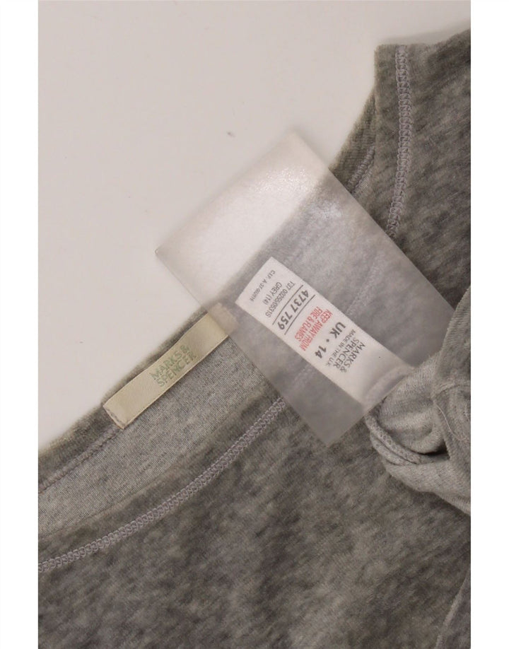 Marks & Spencer Dame Top Langærmet UK 14 Stor Grå Polyester