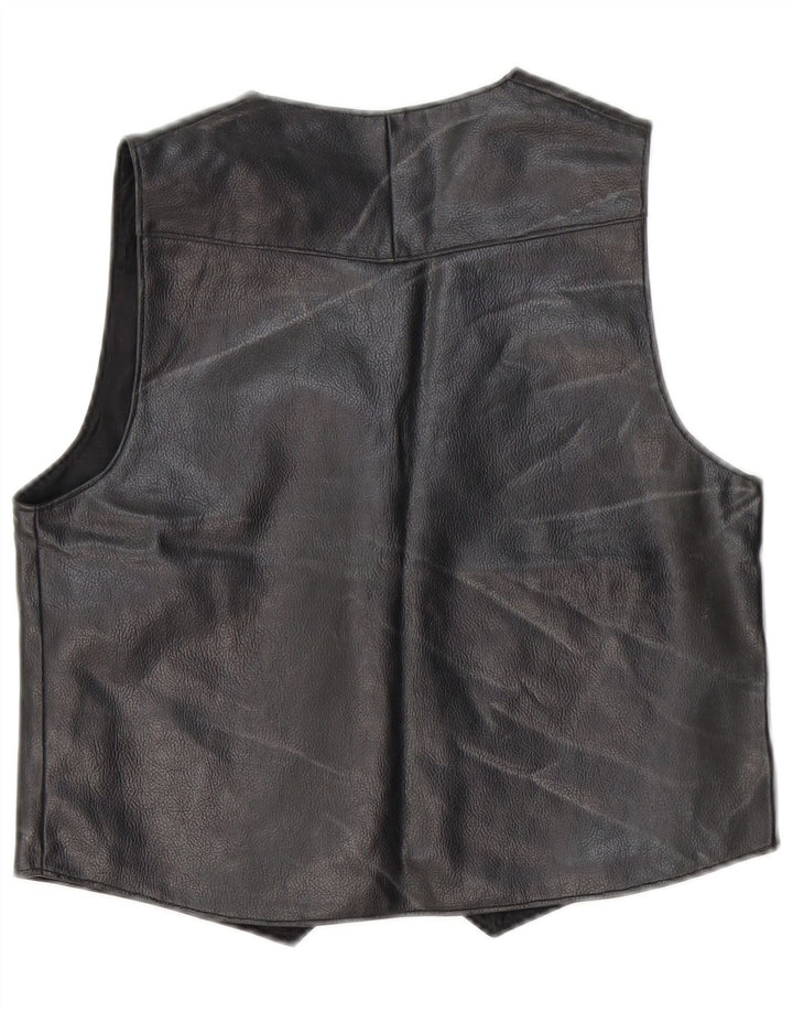 Vintage lædervest til kvinder UK 14 Medium Black