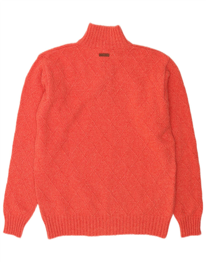Marlboro Classics Herre Zip Neck Jumper Sweater Medium Orange Flecked Uld