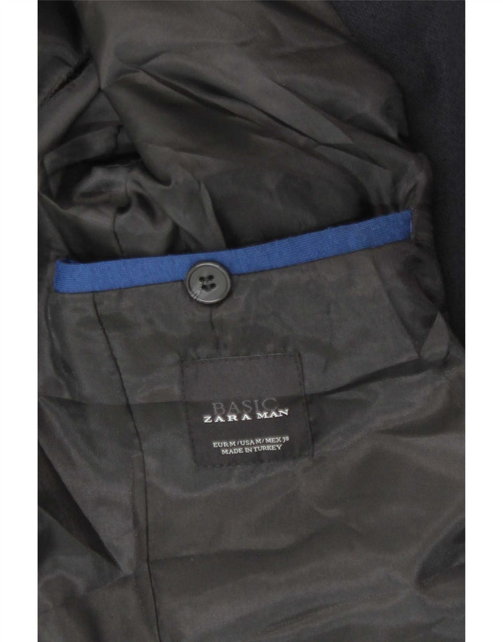 Zara Herre 2-knaps blazerjakke UK 38 Medium Navy Blue Polyester